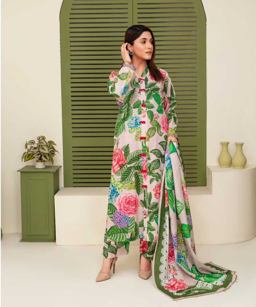 Khaddar 3-Piece Suit 918 – Digitally Printed Khaddar Shirt with Matching Trouser & Dupatta