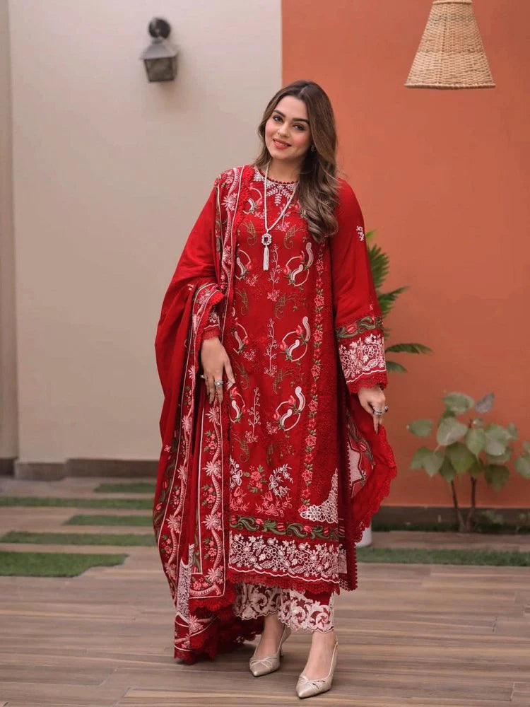Chic Chikankari Embroidered Lawn 3-Piece Suit with Lawn Embroidered Dupatta – 5244