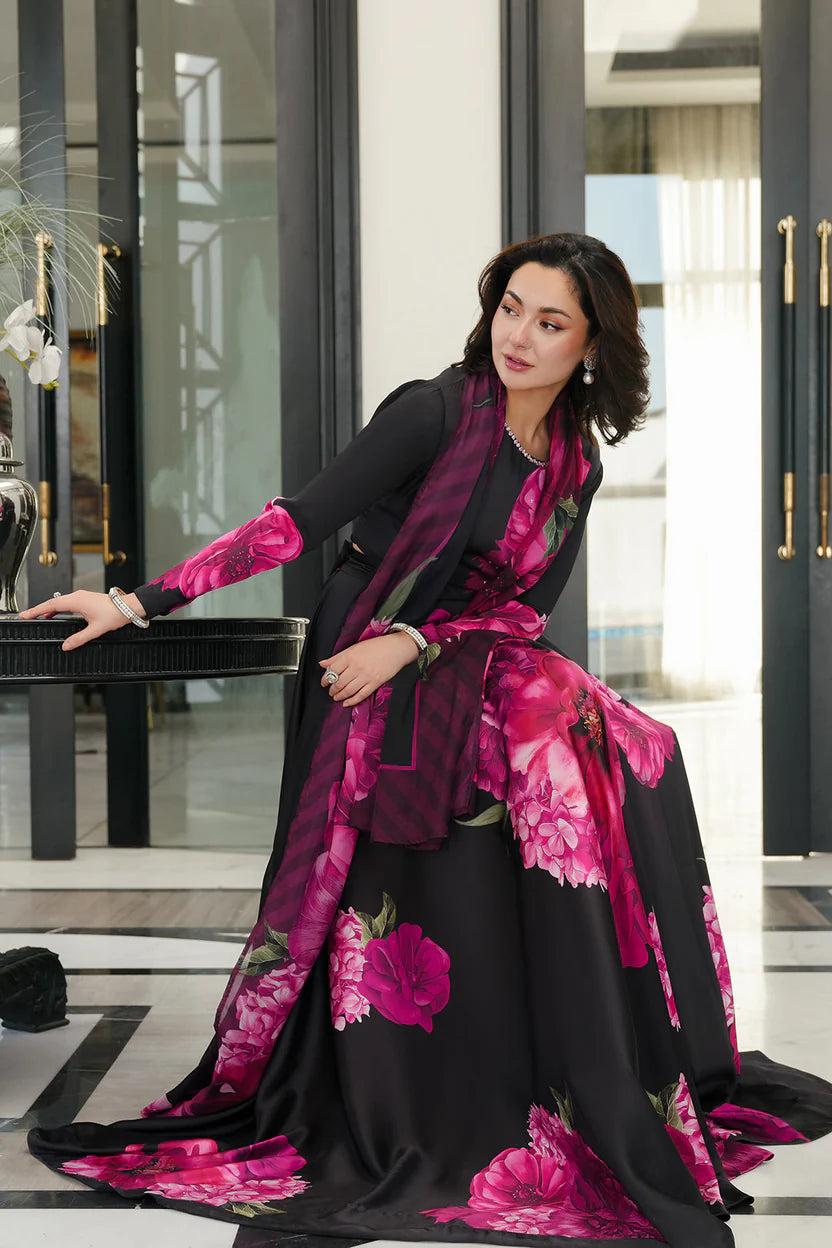 Silk 3-Piece Digitally Printed Suit 871 – Fully Printed Silk Shirt, Trouser & Dupatta