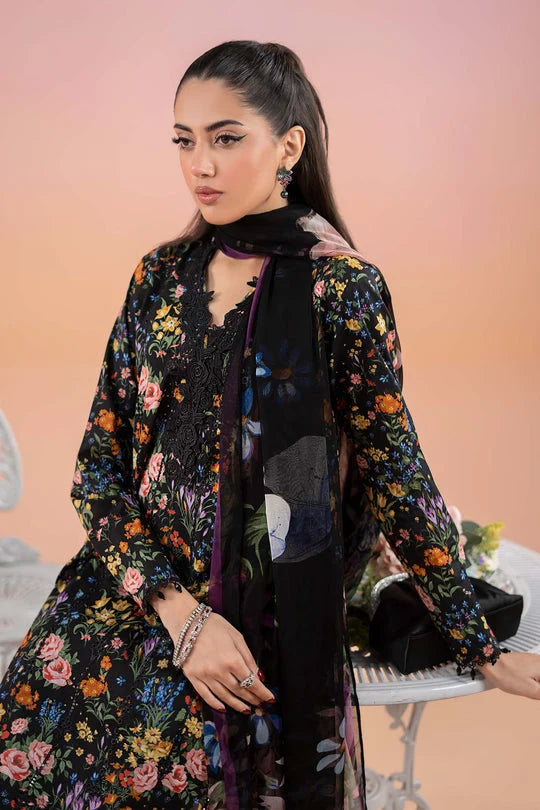 Karandi 3PC Embroidered Suit with Karandi Printed Dupatta — 3434