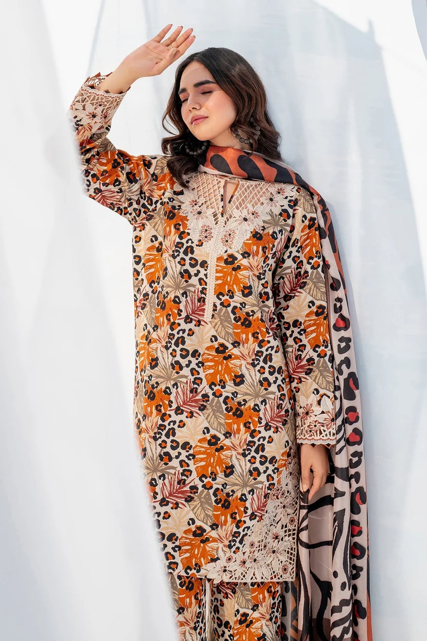 3PC Karandi Digital Printed Suit with Printed Dupatta & Trouser — 1702