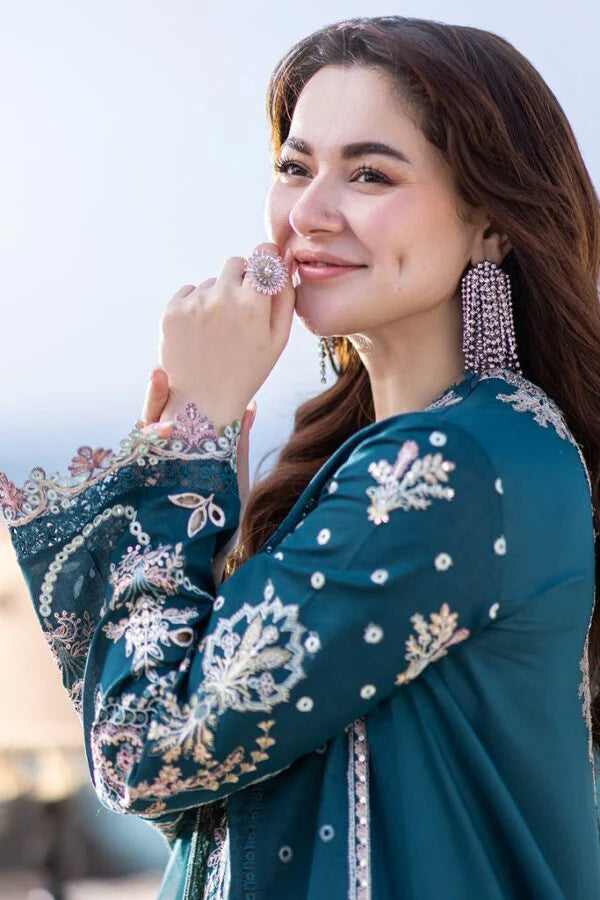 Exquisite Embroidered Lawn 3-Piece Suit with Organza Embroidered Dupatta – 5177