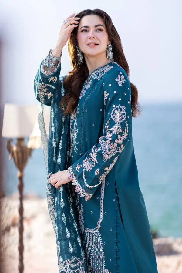 Exquisite Embroidered Lawn 3-Piece Suit with Organza Embroidered Dupatta – 5177