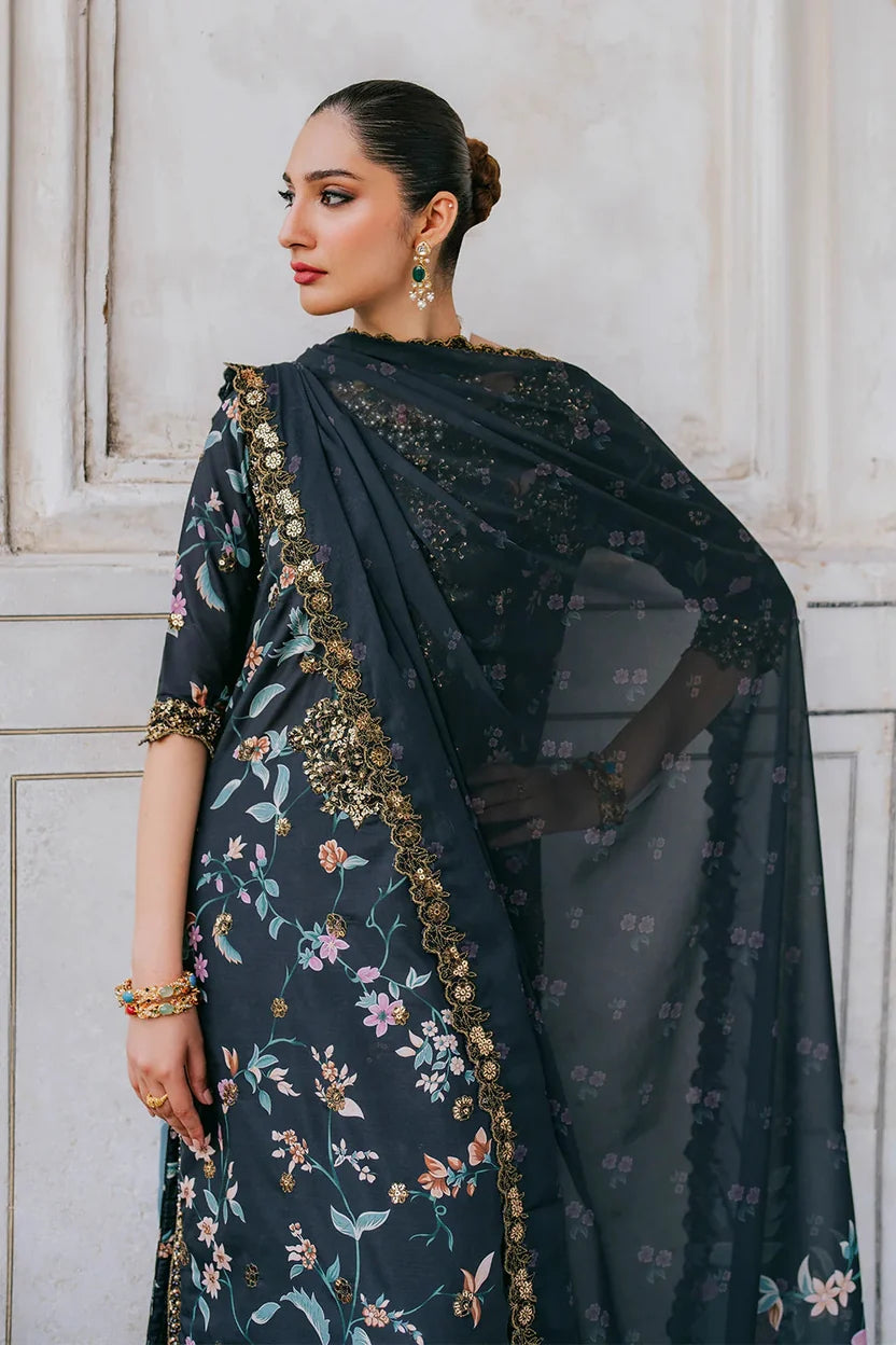 Printed Khaddar Suit for Winter with Organza Patch | 928