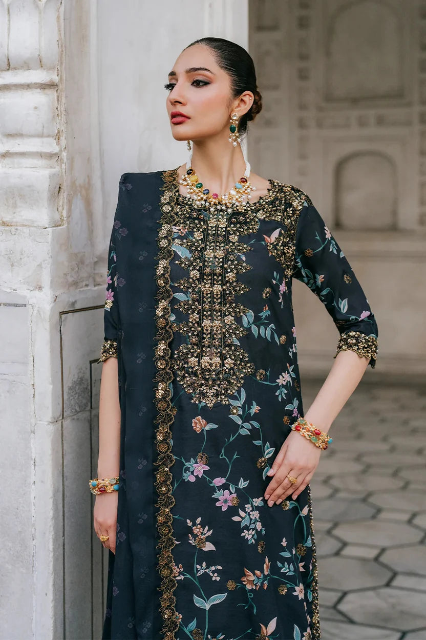 Printed Khaddar Suit for Winter with Organza Patch | 928