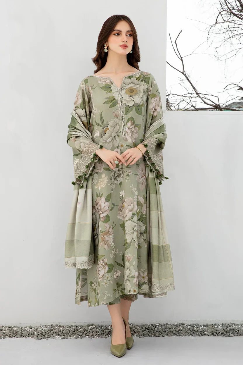 3PC Karandi Digital Printed Suit with Printed Dupatta & Trouser — 801