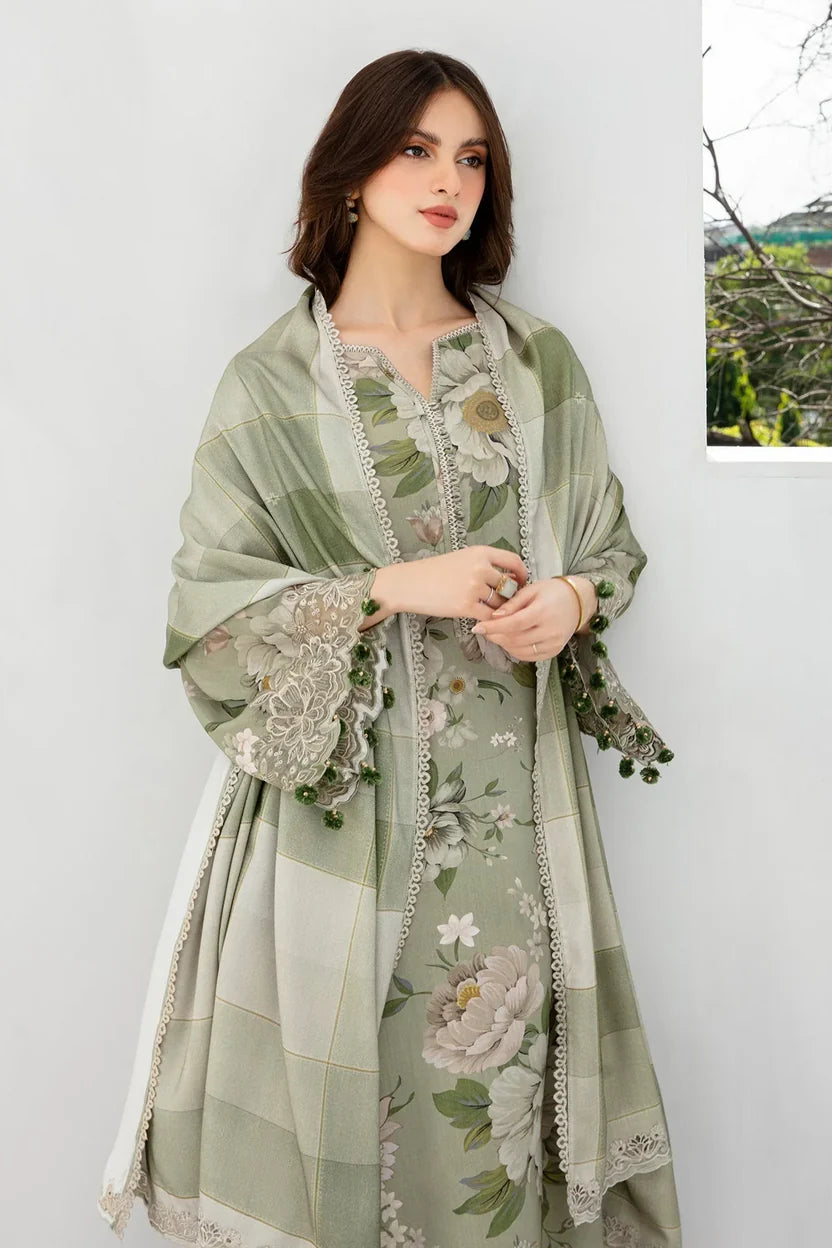 3PC Karandi Digital Printed Suit with Printed Dupatta & Trouser — 801