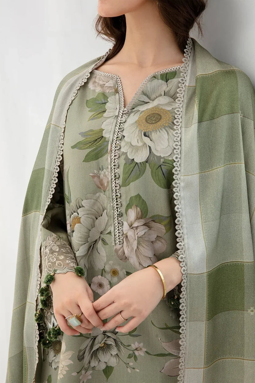 3PC Karandi Digital Printed Suit with Printed Dupatta & Trouser — 801