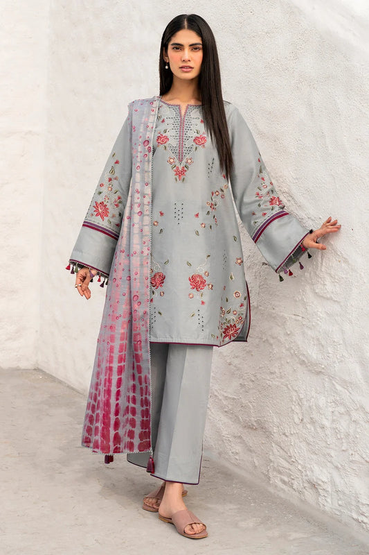 Elegant Chikankari Embroidered Lawn 3-Piece Suit with Digital Printed Jacquard Dupatta – 5192