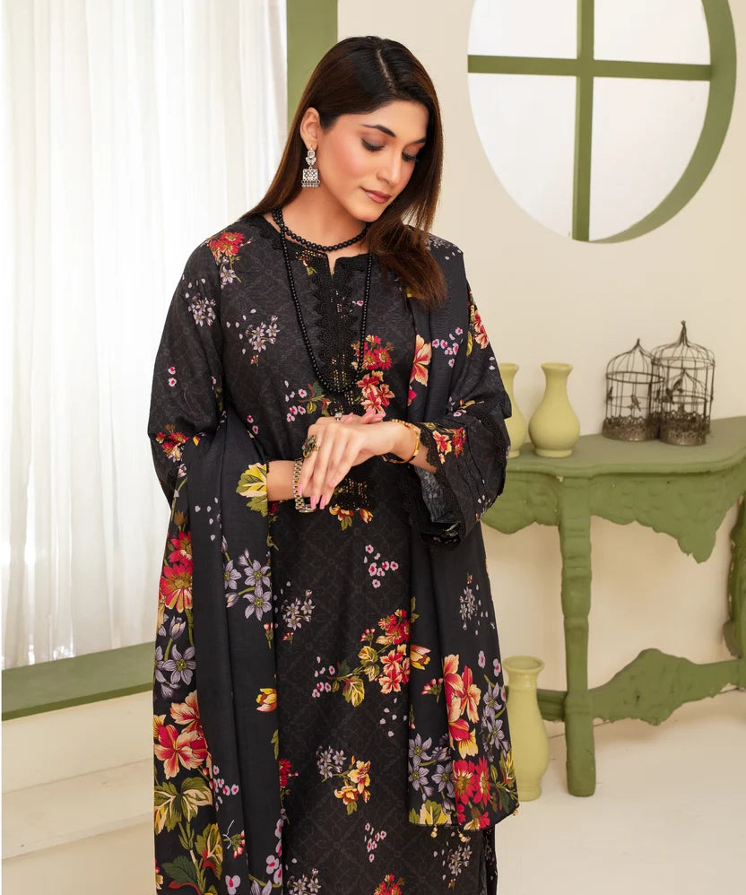 Khaddar 3-Piece Printed Suit 903 – Digitally Printed Khaddar Shirt & Trouser Set