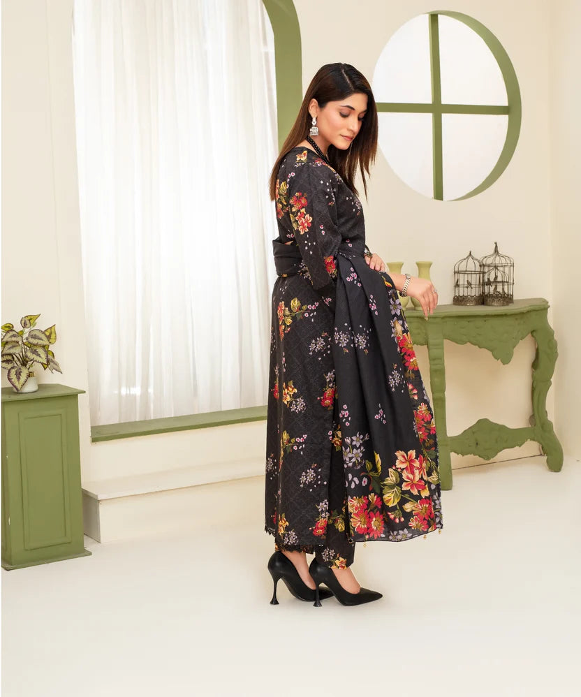Khaddar 3-Piece Suit 903 – Fully Printed Khaddar Shirt & Trouser Set for Winter