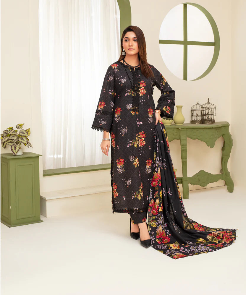 Khaddar 3-Piece Printed Suit 903 – Digitally Printed Khaddar Shirt & Trouser Set