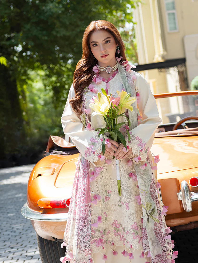 Polished Chikankari Embroidered Lawn 3-Piece Suit with Chiffon Printed Dupatta – 5308