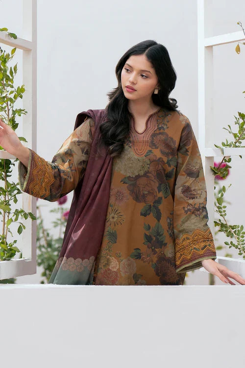 3PC Karandi Digital Printed Suit with Printed Dupatta & Trouser — 813