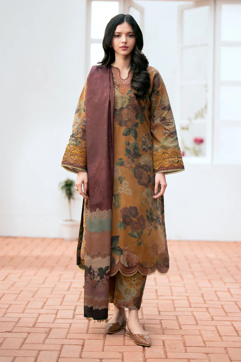 3PC Karandi Digital Printed Suit with Printed Dupatta & Trouser — 813