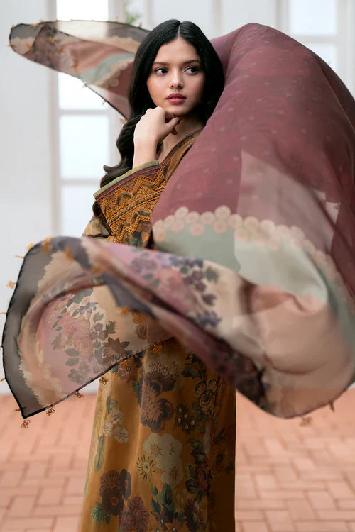 3PC Karandi Digital Printed Suit with Printed Dupatta & Trouser — 813