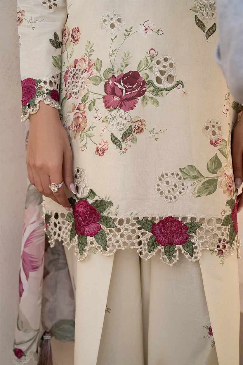 Unstitched Khaddar 3 Piece Dress with Organza Embellishment | 927