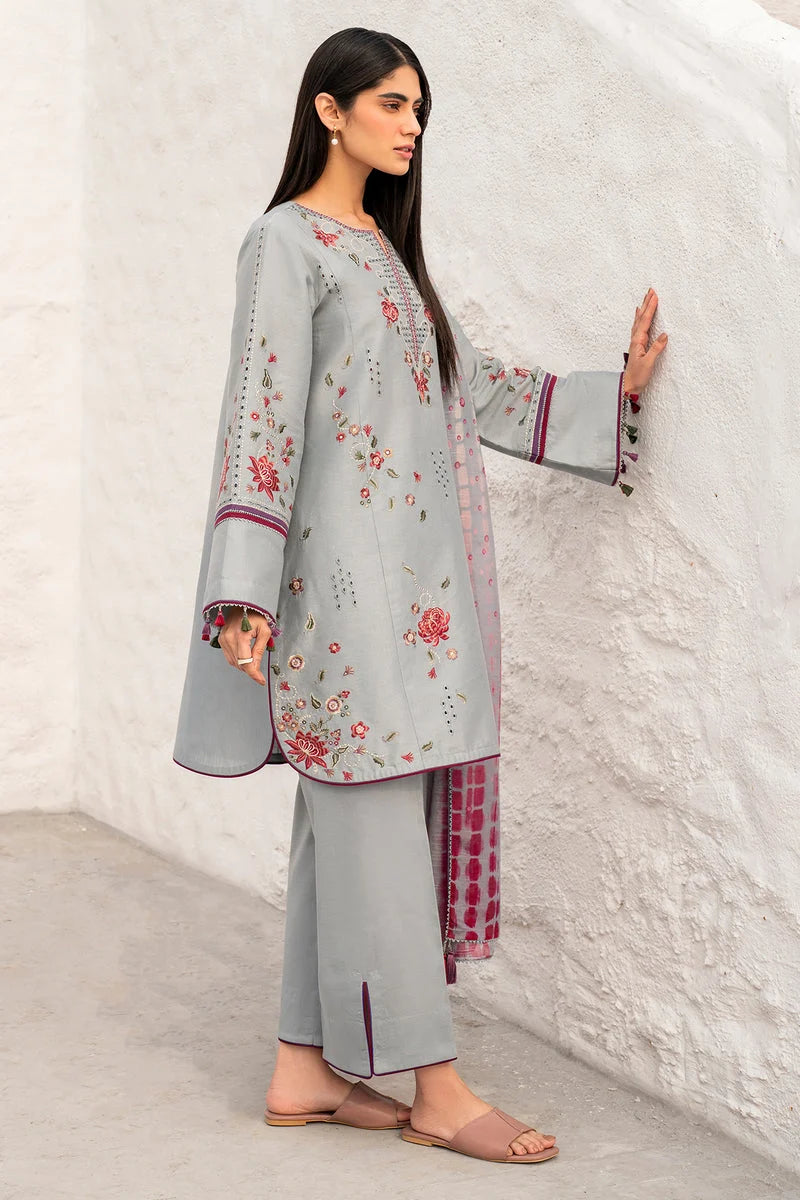 Elegant Chikankari Embroidered Lawn 3-Piece Suit with Digital Printed Jacquard Dupatta – 5192