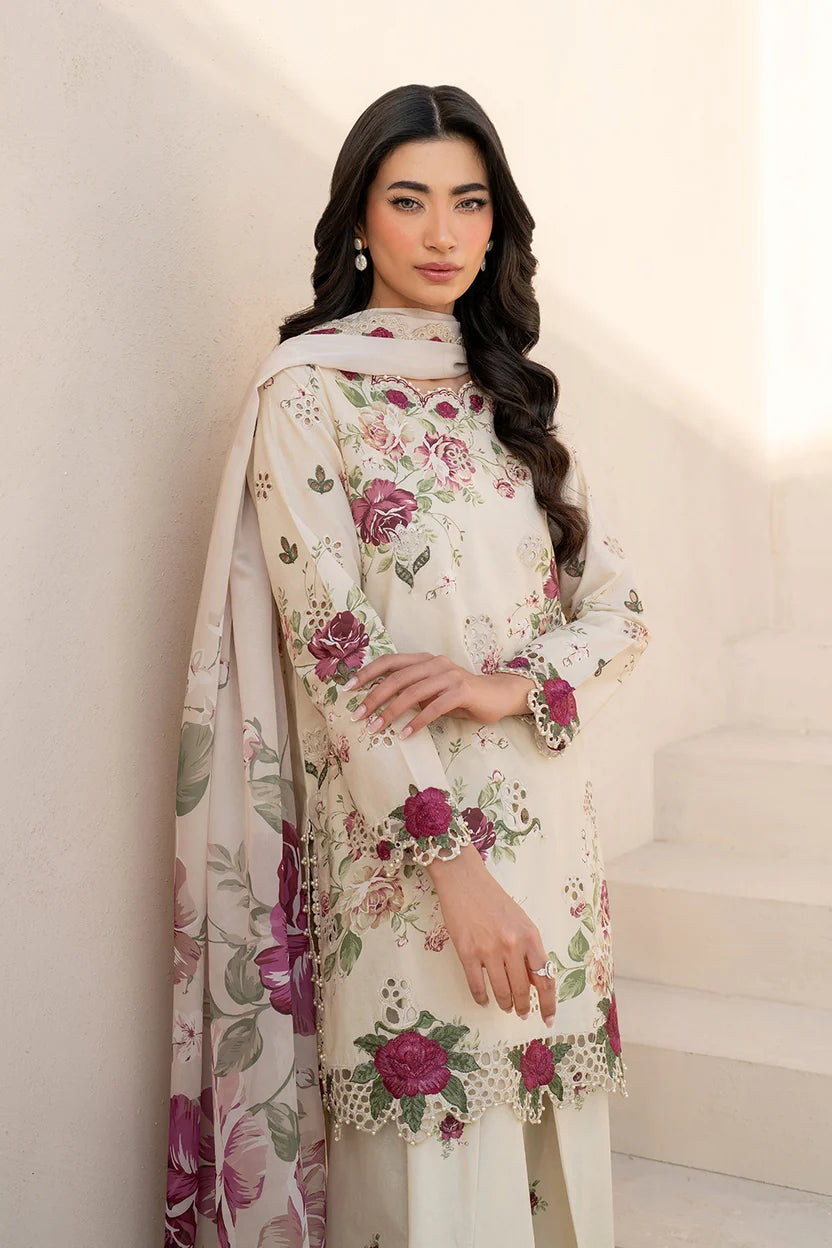 Unstitched Khaddar 3 Piece Dress with Organza Embellishment | 927
