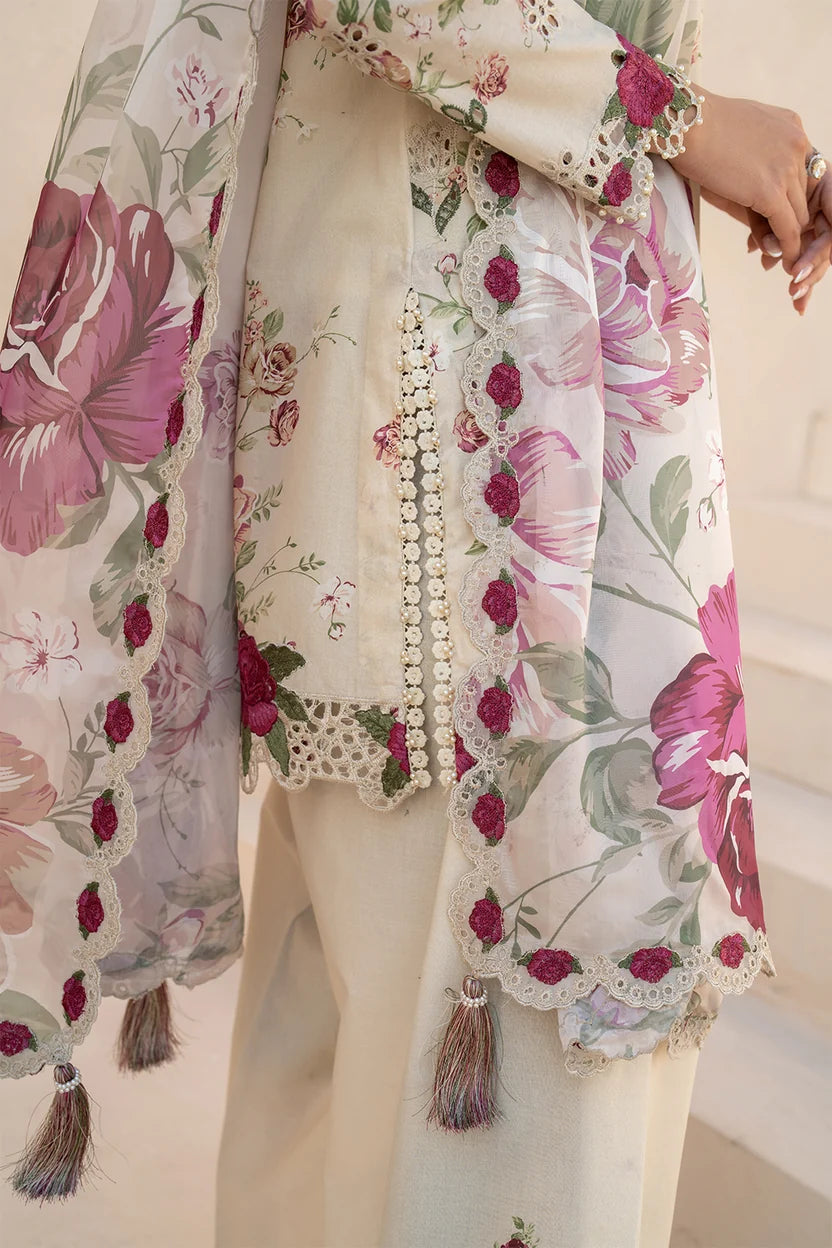 Unstitched Khaddar 3 Piece Dress with Organza Embellishment | 927
