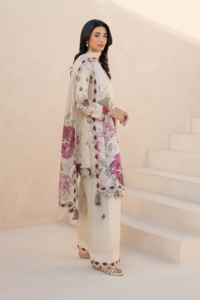 Unstitched Khaddar 3 Piece Dress with Organza Embellishment | 927