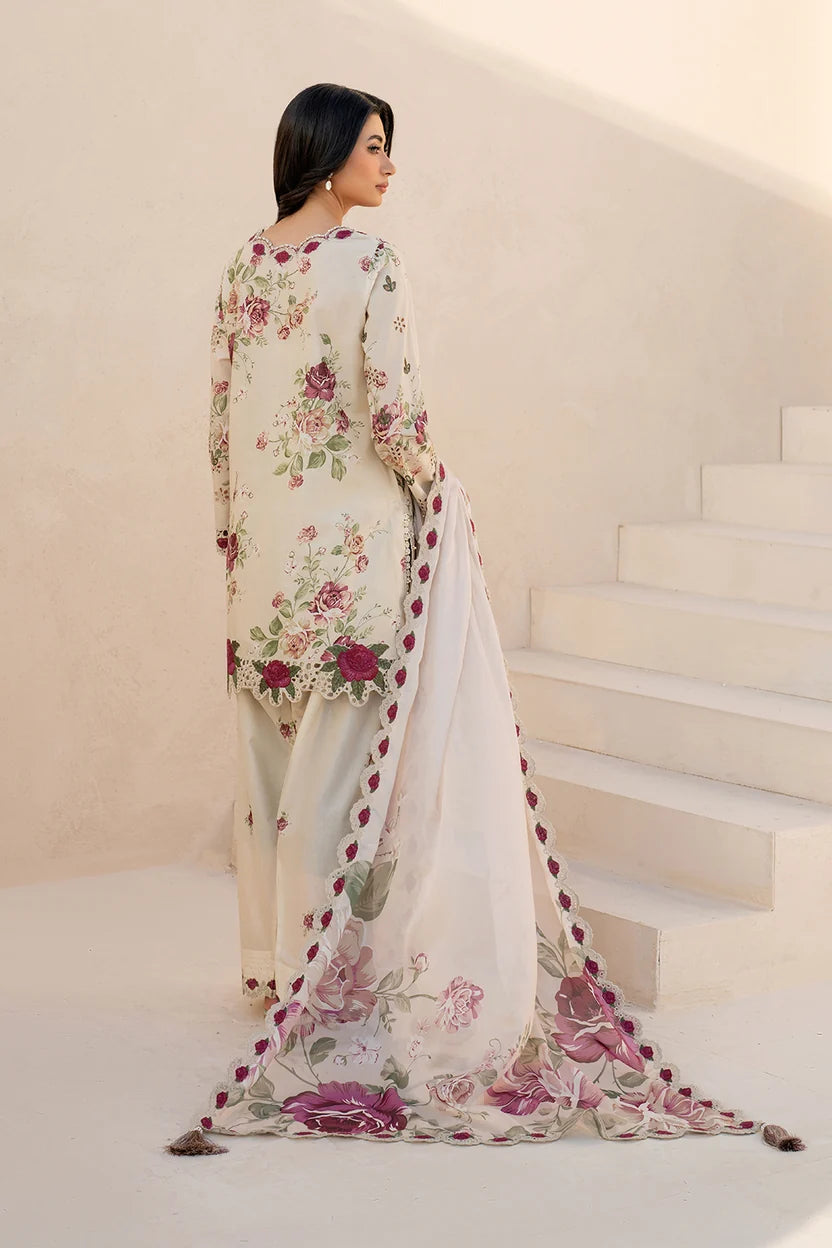 Unstitched Khaddar 3 Piece Dress with Organza Embellishment | 927