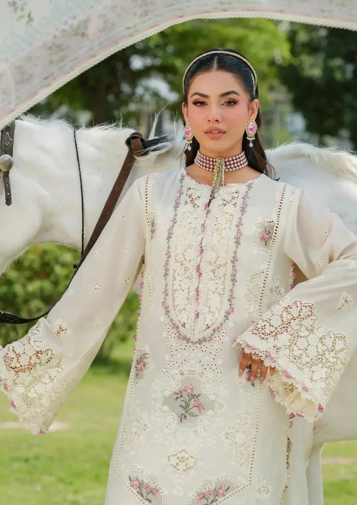 Timeless Chikankari Embroidered Lawn 3-Piece Suit with Digital Printed Jacquard Dupatta – 5202