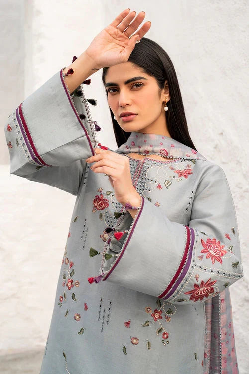 Elegant Chikankari Embroidered Lawn 3-Piece Suit with Digital Printed Jacquard Dupatta – 5192