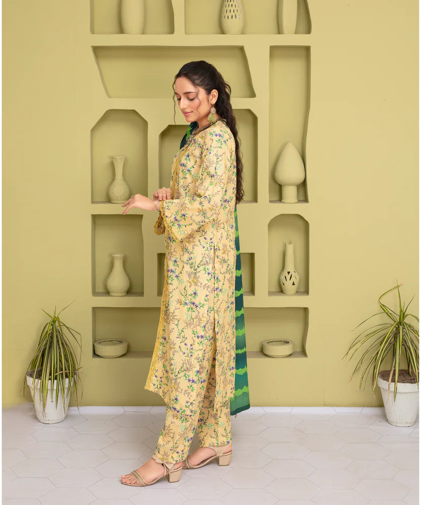 Printed Khaddar 3 Piece Unstitched Dress | 901