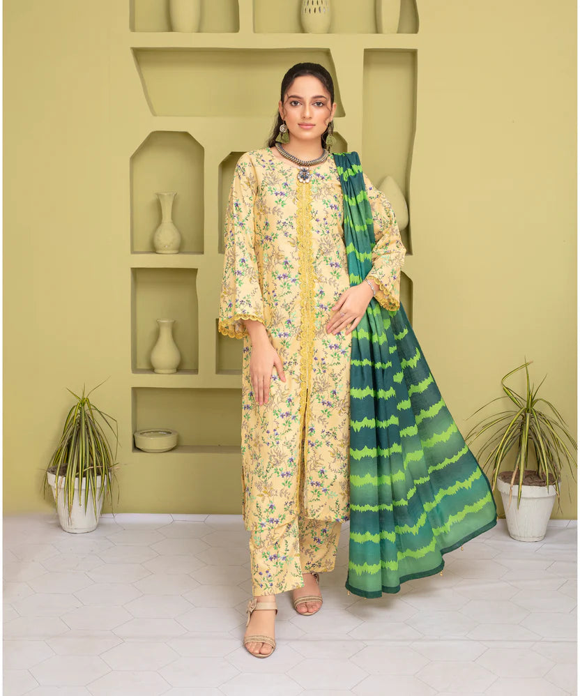 Printed Khaddar 3 Piece Unstitched Dress | 901