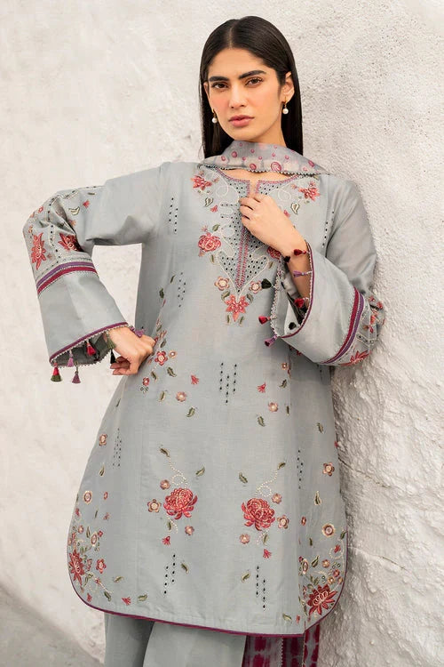 Elegant Chikankari Embroidered Lawn 3-Piece Suit with Digital Printed Jacquard Dupatta – 5192