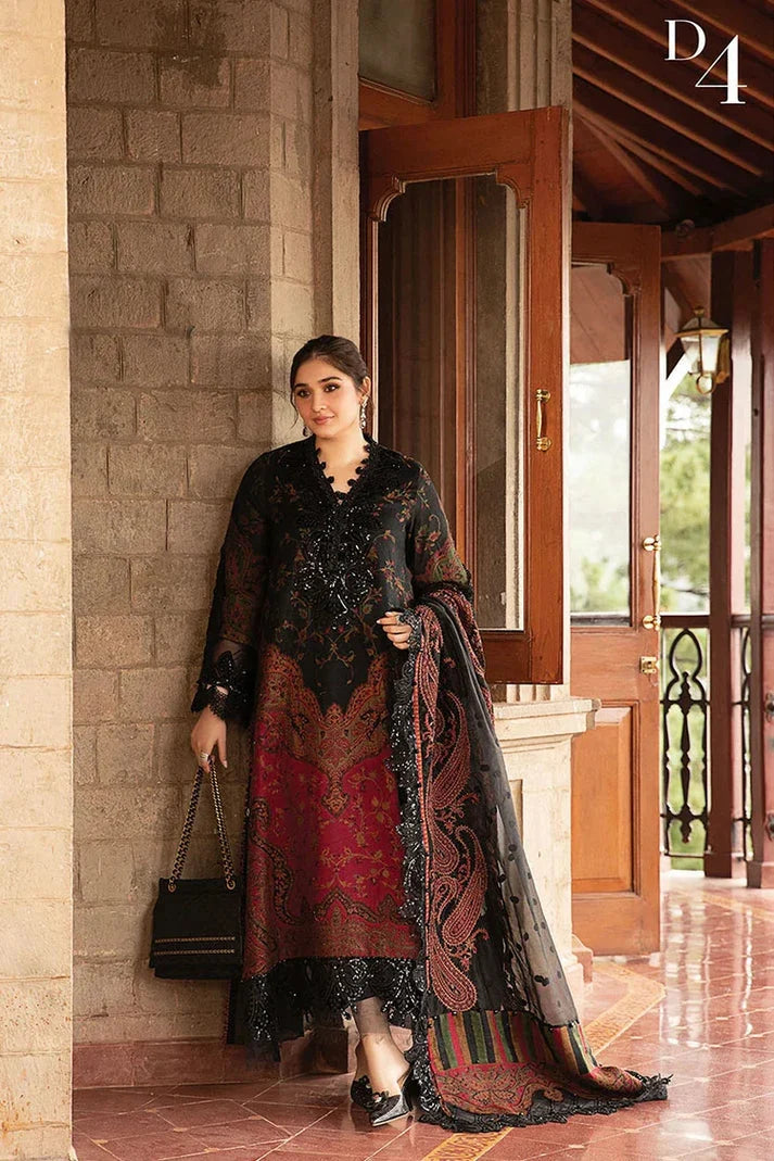 3-Piece Lawn Suit 4017 – Fully Printed Shirt, Back & Sleeves with Voile Dupatta and Organza Patch