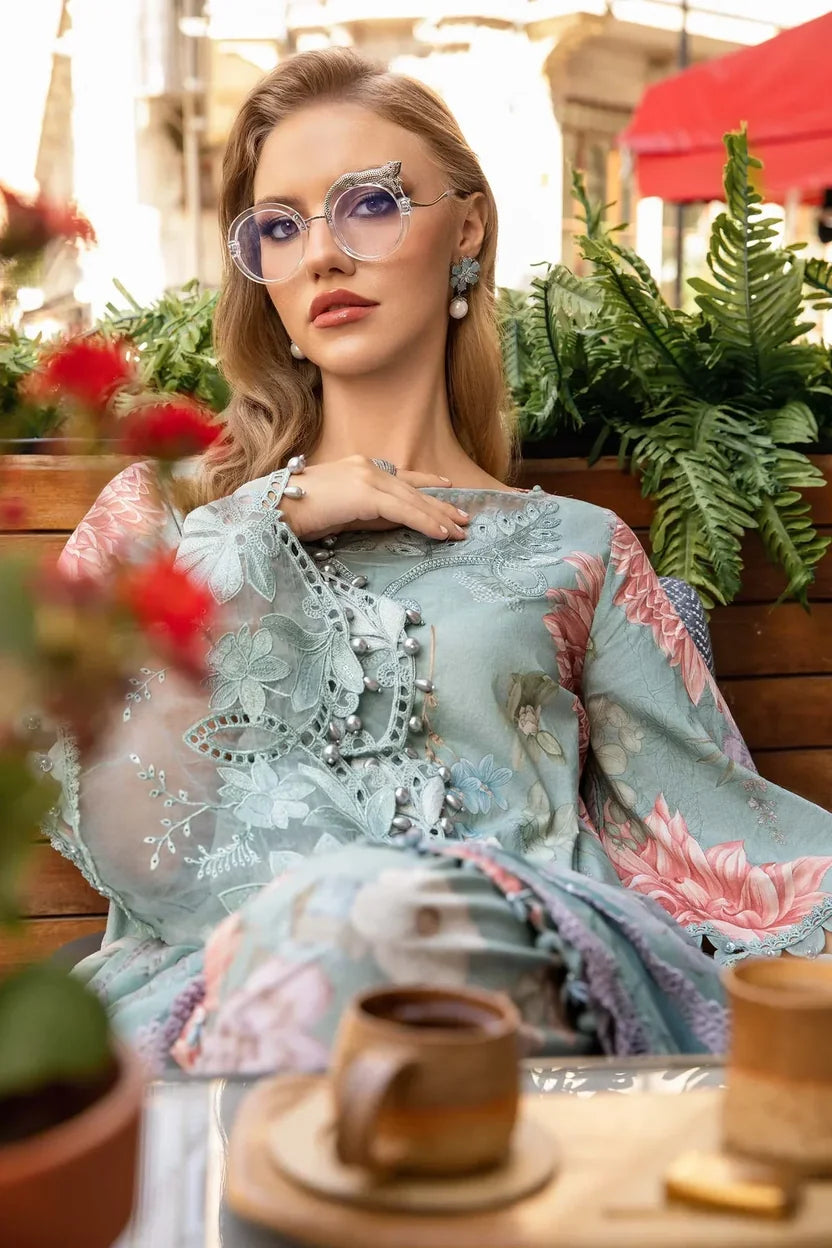 Digital Printed Lawn Zarri 3-Piece Suit 1520 with Voile Dupatta – Premium Replica Design
