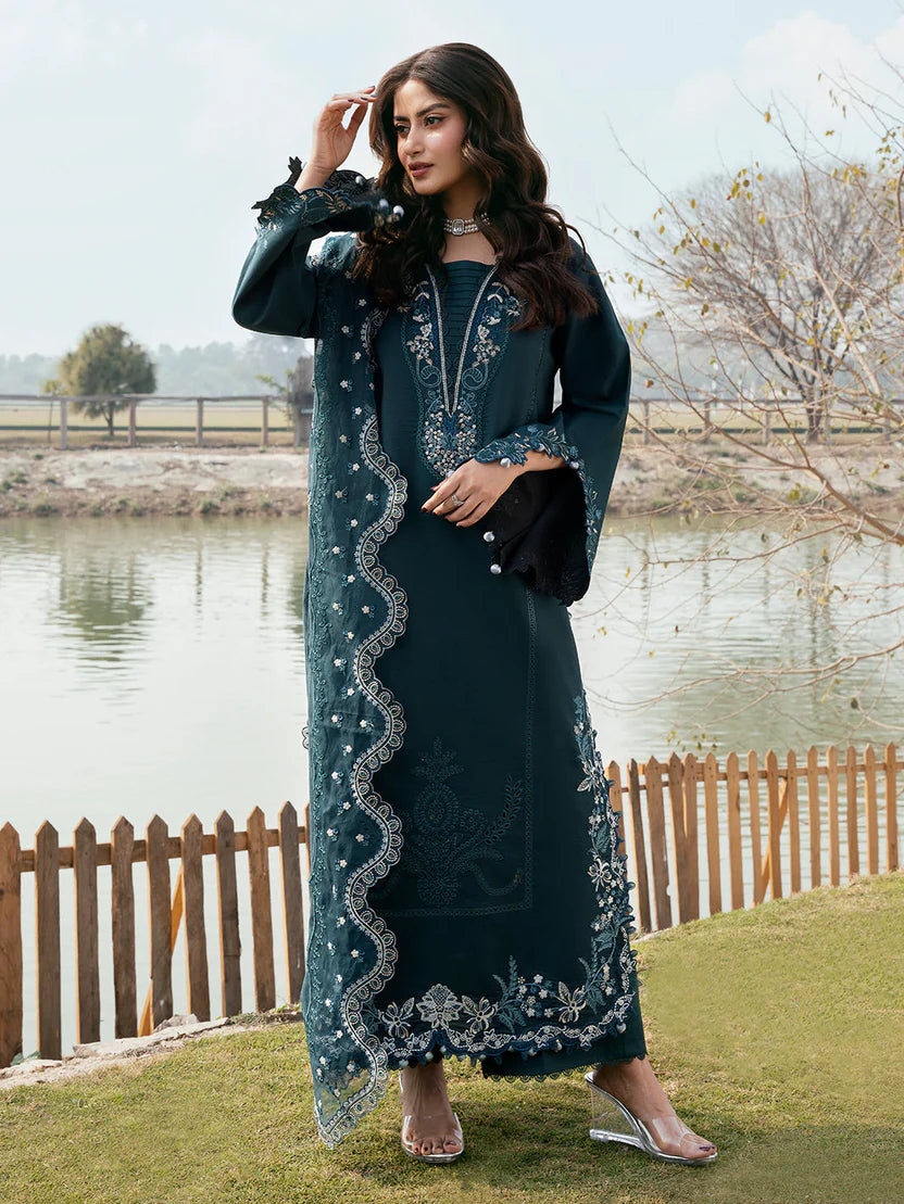 Vibrant Chikankari Embroidered Lawn 3-Piece Suit with Organza Embroidered Dupatta – 5283