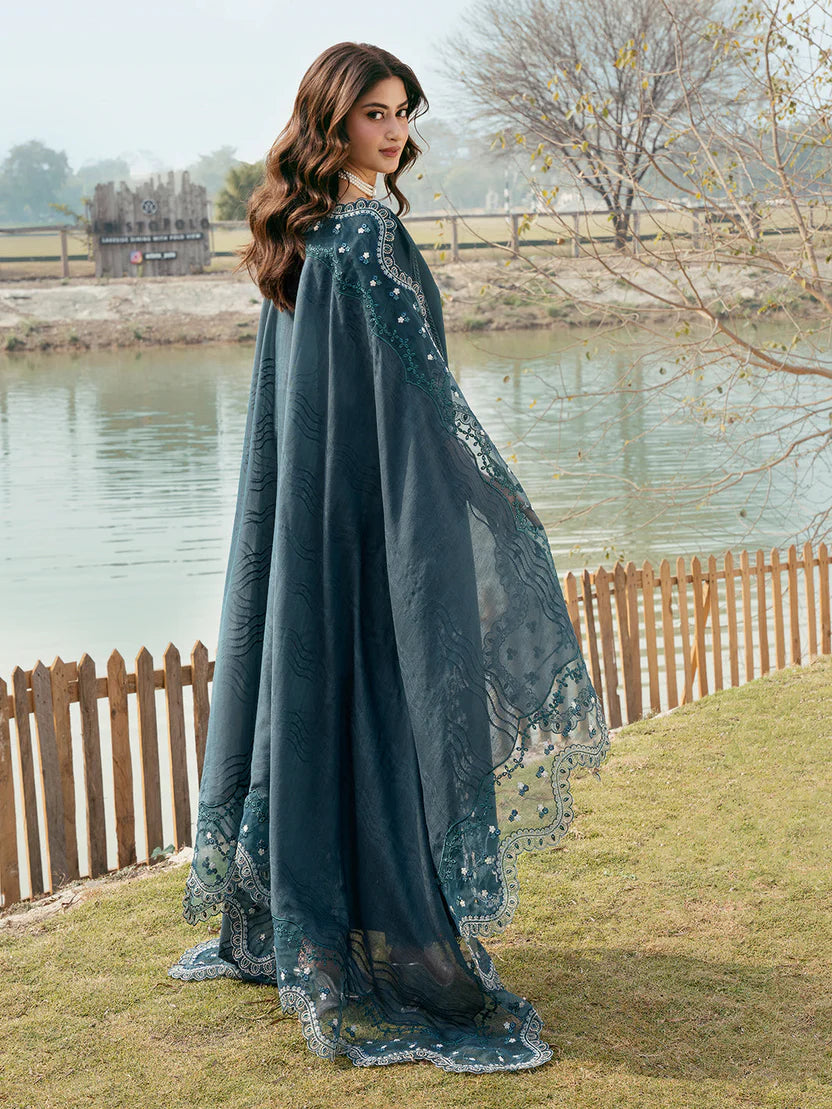 Vibrant Chikankari Embroidered Lawn 3-Piece Suit with Organza Embroidered Dupatta – 5283