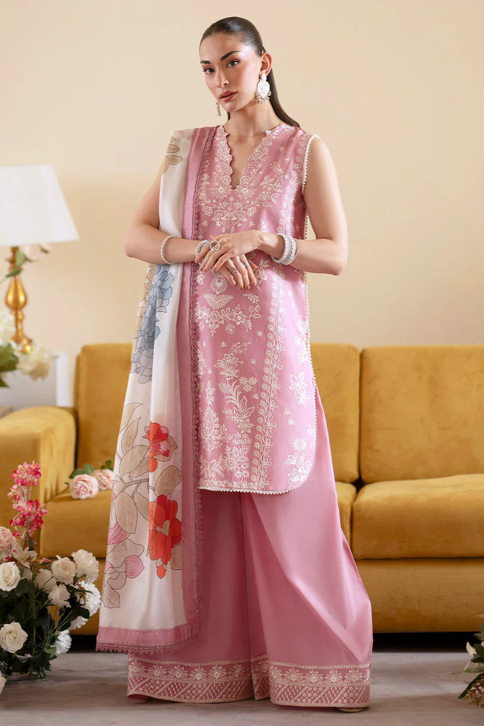 Resplendent Embroidered Lawn 3-Piece Suit with Chiffon Digital Printed Dupatta – 5224