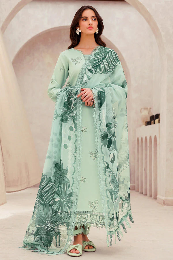 Dhanak 3-Piece Embroidered Suit 3279 with Digital Printed Wool Shawl – Chikankari Winter Set