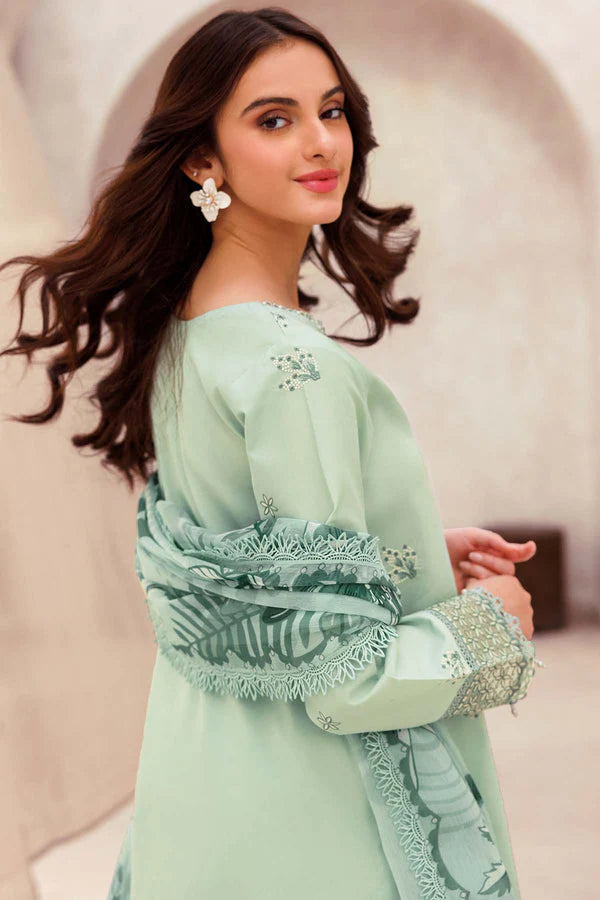 Dhanak 3-Piece Embroidered Suit 3279 with Digital Printed Wool Shawl – Chikankari Winter Set
