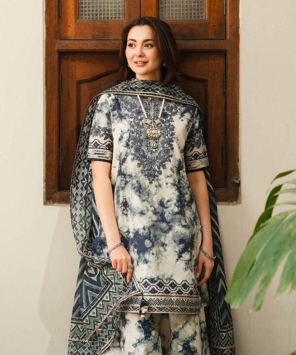 Digital Printed Khaddar Unstitched Dress with Organza Patch | 924