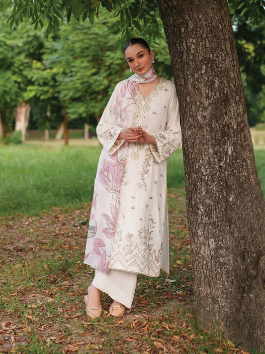 Graceful Embroidered Lawn 3-Piece Suit with Digital Printed Jacquard Dupatta – 5158