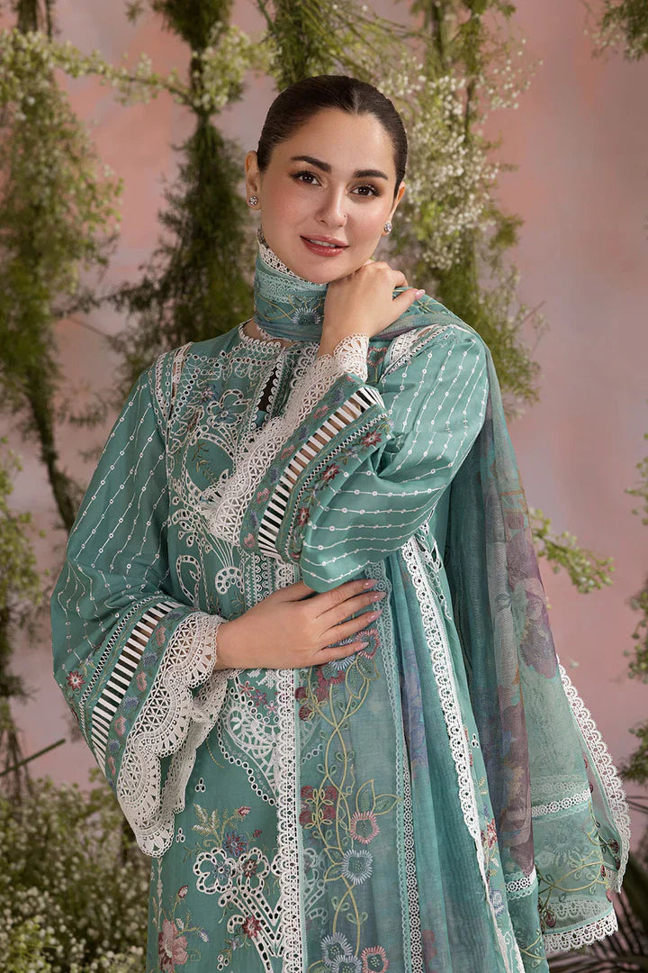 Ethereal Embroidered Lawn 3-Piece Suit with Organza Digital Printed Dupatta – 5193