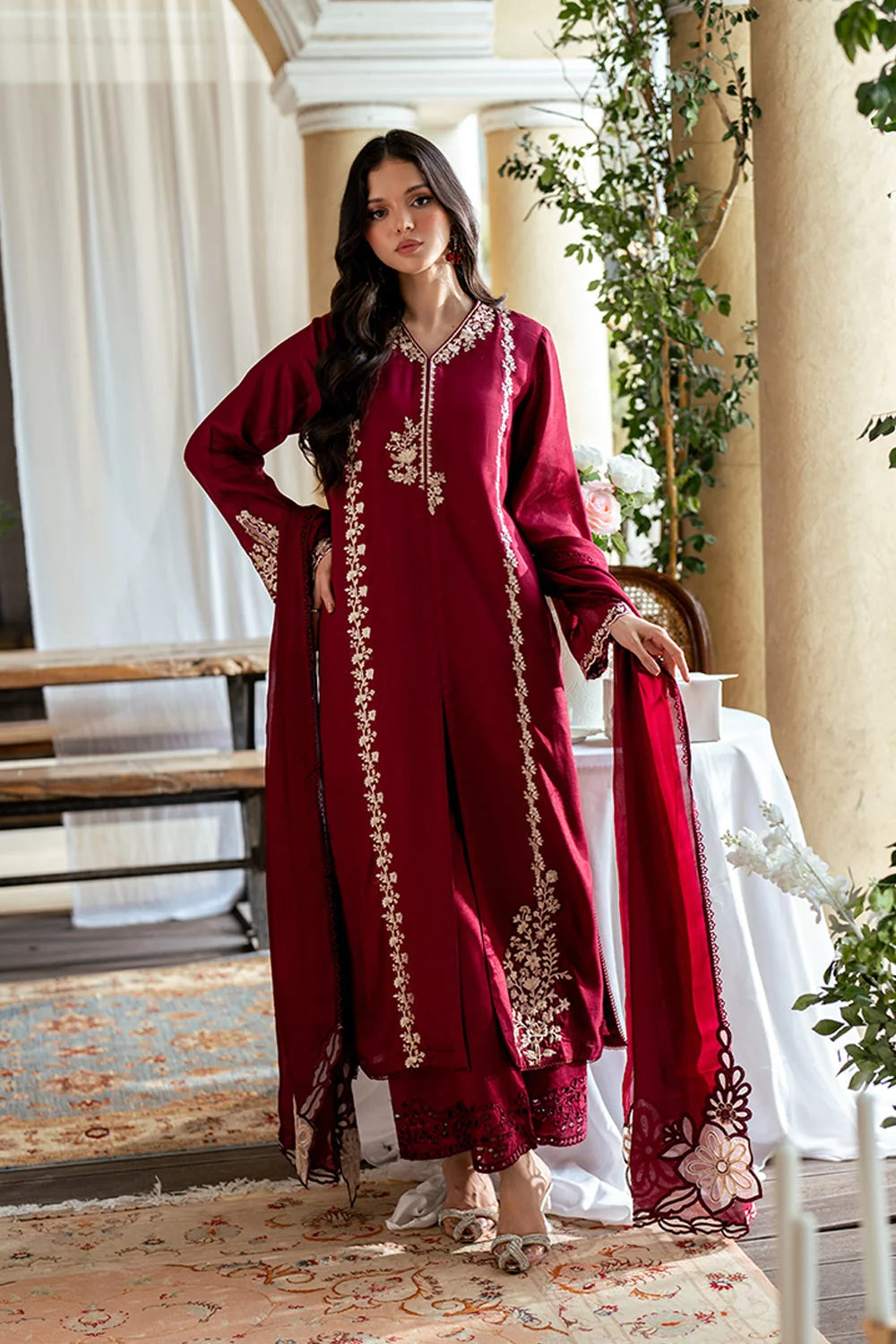 Whimsical Embroidered Lawn 3-Piece Suit with Cotton Net Viscose Dupatta – 5165