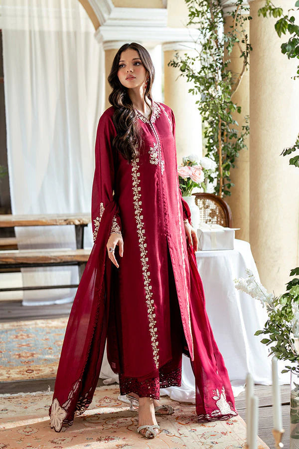 Whimsical Embroidered Lawn 3-Piece Suit with Cotton Net Viscose Dupatta – 5165