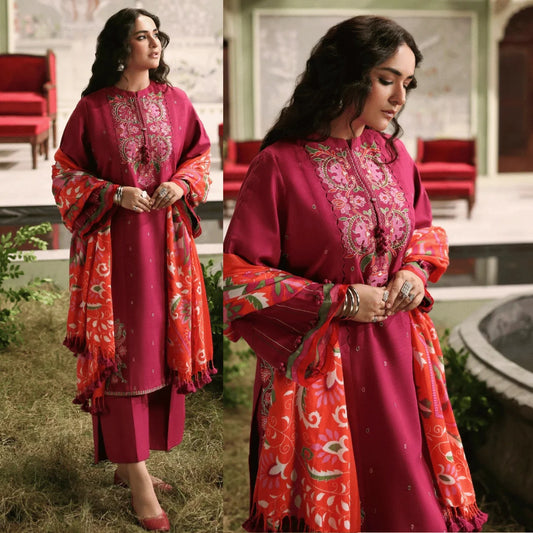Enchanting Embroidered Lawn 3-Piece Suit with Digital Printed Jacquard Dupatta – 5094