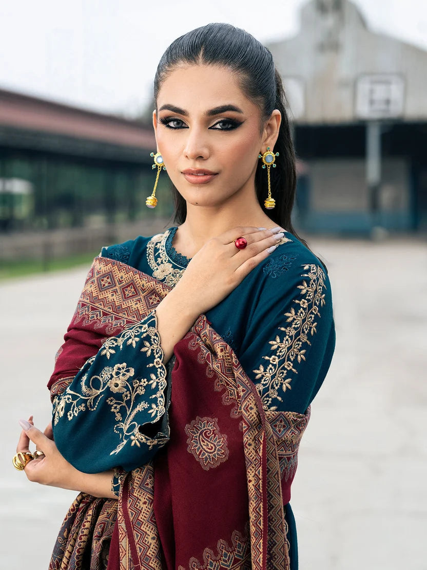 Regal Chikankari Embroidered Lawn 3-Piece Suit with Digital Printed Jacquard Dupatta – 5217