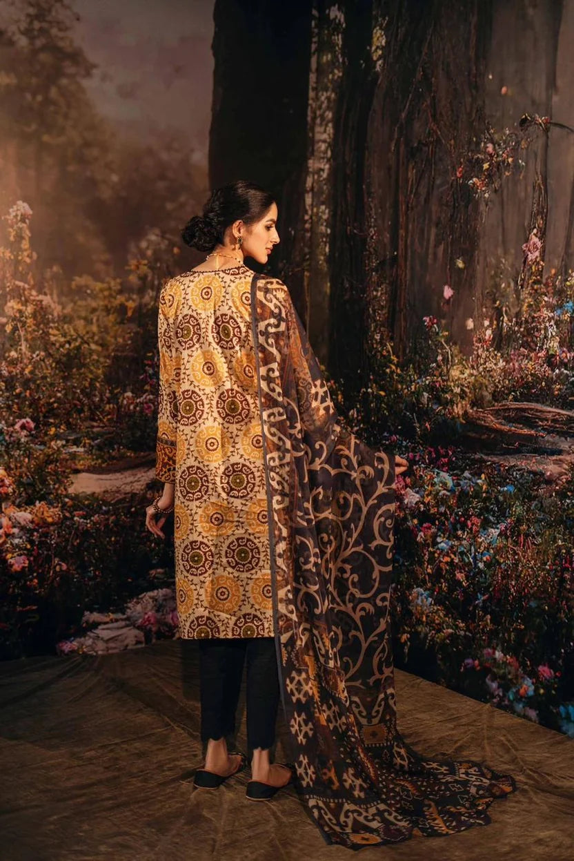 Lawn Printed 3-Piece Suit 754 with Voile Dupatta & Dyed Trouser – Summer Casual Wear