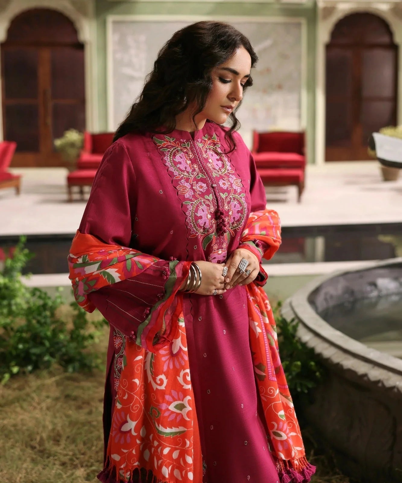 Enchanting Embroidered Lawn 3-Piece Suit with Digital Printed Jacquard Dupatta – 5094