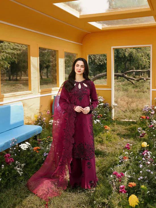 Dazzling Sequins Embroidered Lawn 3-Piece Suit with Khadi Net Embroidered Dupatta – 5273