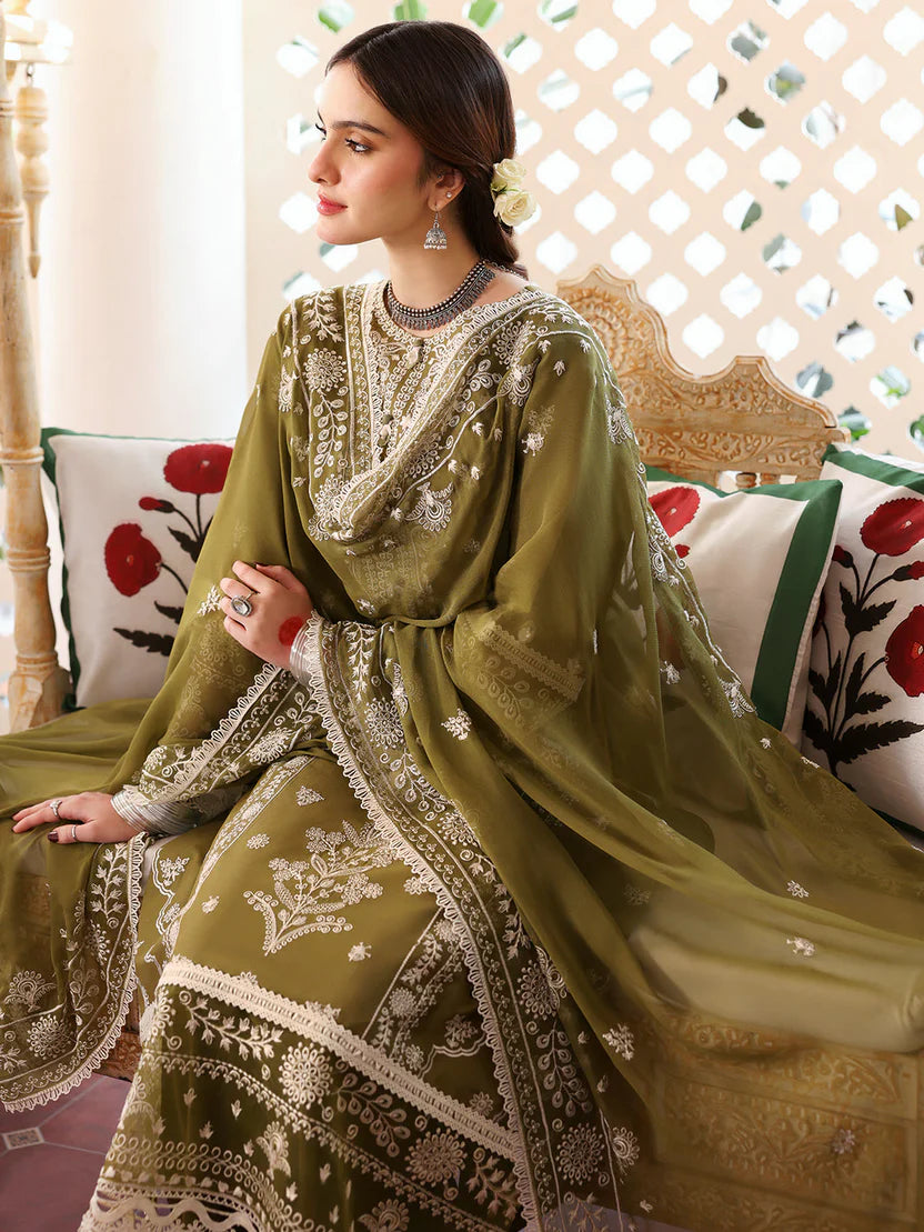 Refined Embroidered Lawn 3-Piece Suit with Organza Embroidered Dupatta – 5211