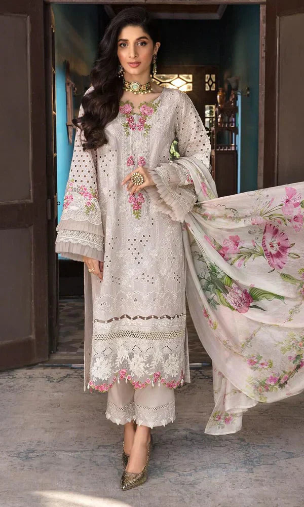 Alluring Chikankari Embroidered Lawn 3-Piece Suit with Digital Printed Dupatta – 5199
